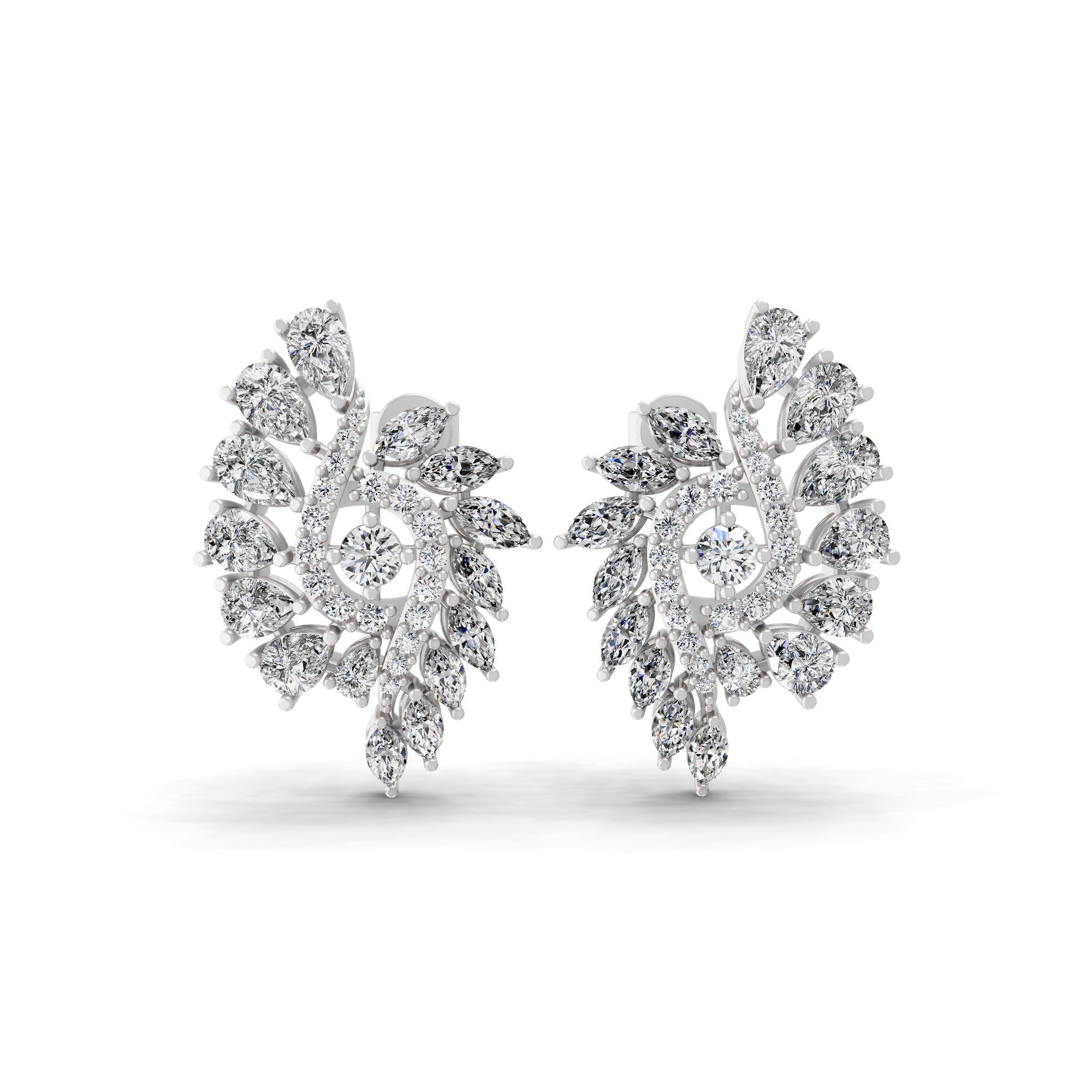 4.68Ct Lab Grown Multi Shape Diamond Cluster Dangle Earrings 14K Fine Gold