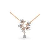 14K Fine Gold Pendant Multi Cut Lab Grown Diamond Necklace 2.73Ct