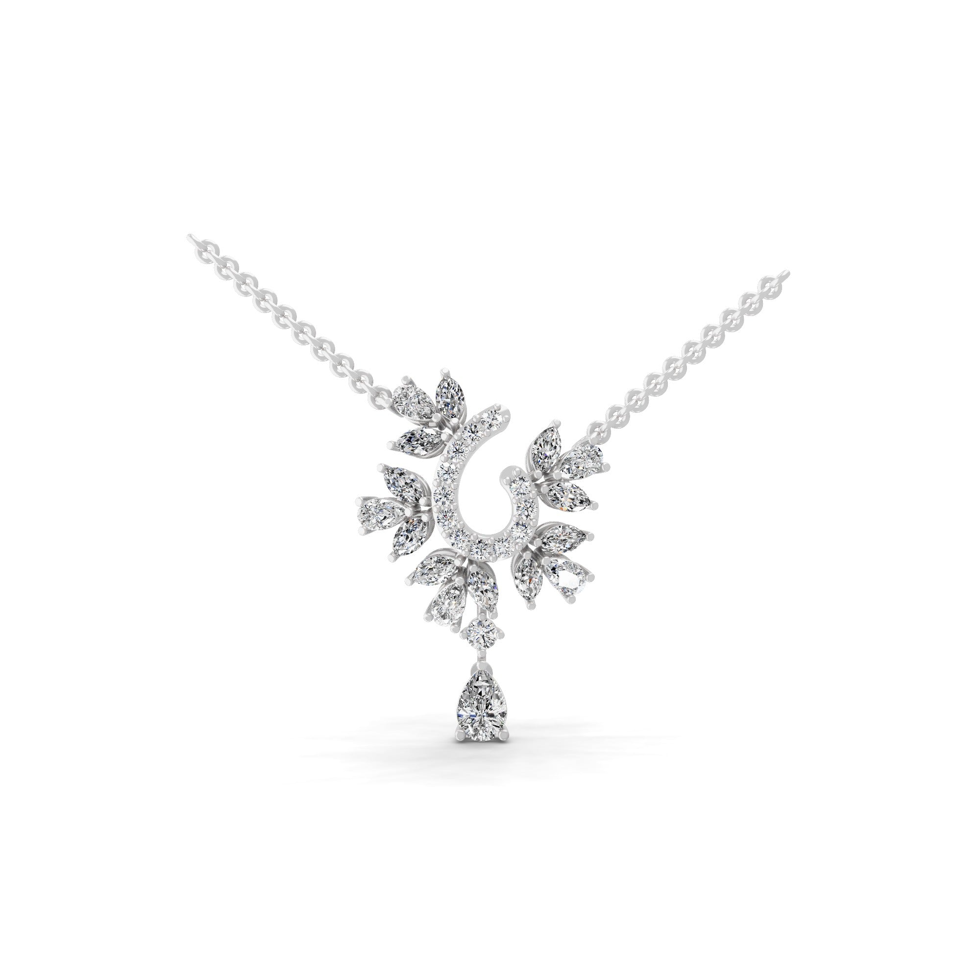 14K Fine Gold Pendant Multi Cut Lab Grown Diamond Necklace 2.73Ct