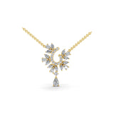 14K Fine Gold Pendant Multi Cut Lab Grown Diamond Necklace 2.73Ct