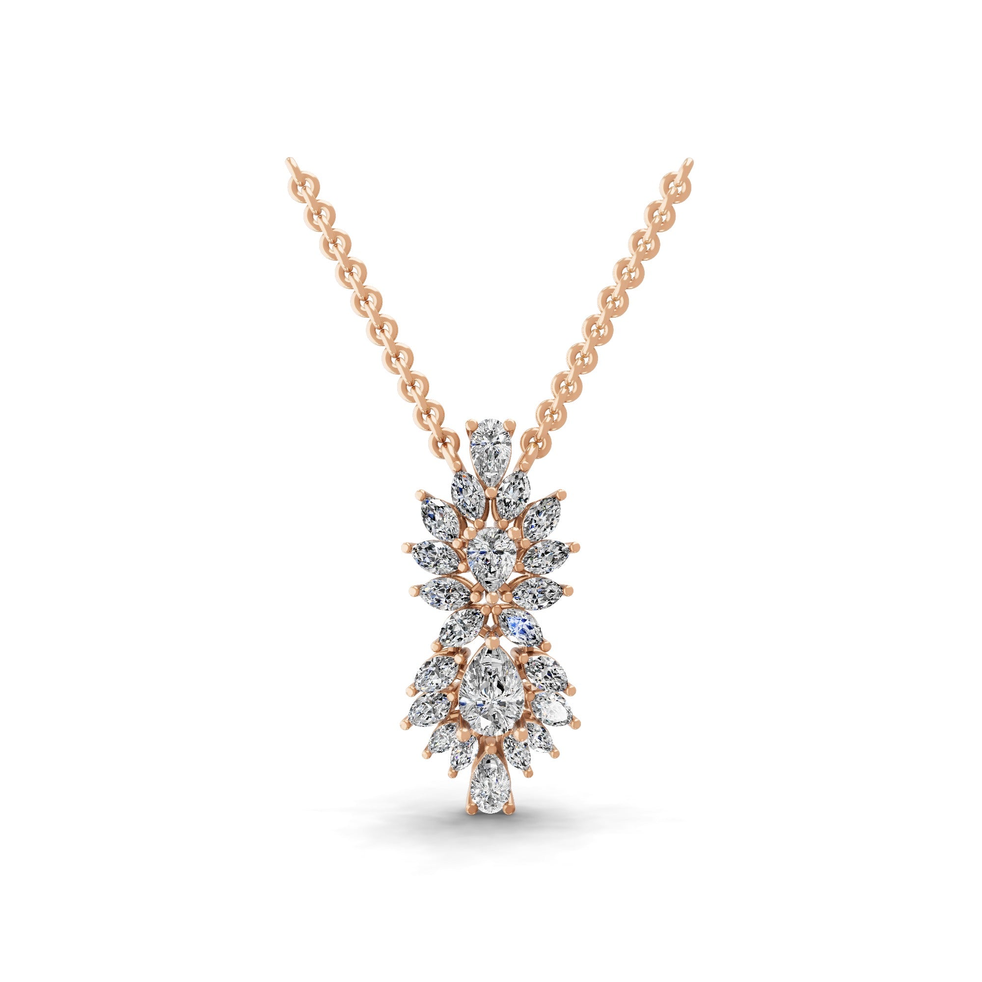 Lab Grown Marquise Pear Diamond Necklace 2.07Ct Pendant 14K Fine Gold