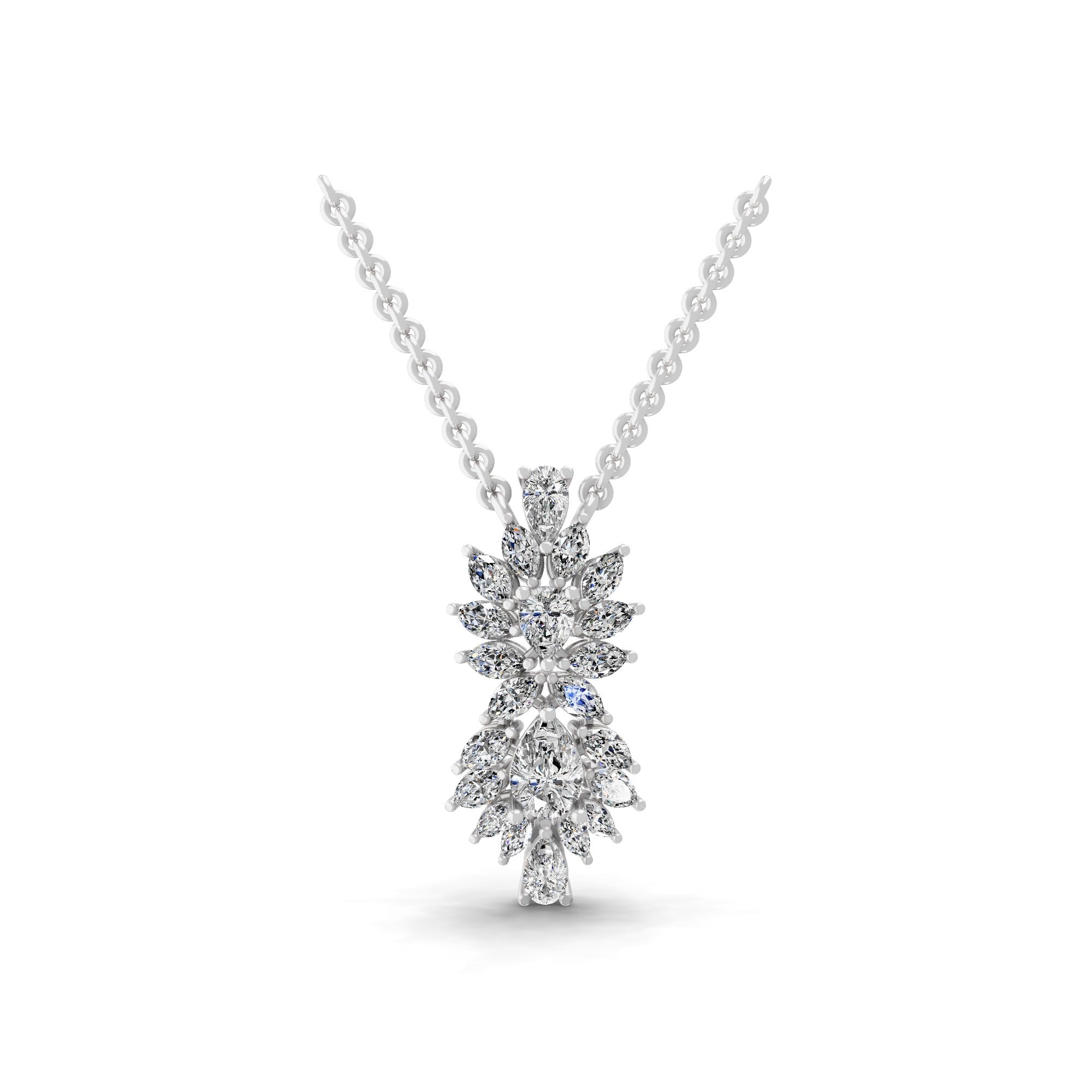 Lab Grown Marquise Pear Diamond Necklace 2.07Ct Pendant 14K Fine Gold