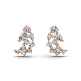 Lab Grown Pear Cut Diamond 14K Gold Leaf Style Stud Earrings 3.01Ct
