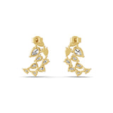 Lab Grown Pear Cut Diamond 14K Gold Leaf Style Stud Earrings 3.01Ct