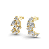Lab Grown Pear Cut Diamond 14K Gold Leaf Style Stud Earrings 3.01Ct