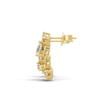 Lab Grown Pear Cut Diamond 14K Gold Leaf Style Stud Earrings 3.01Ct