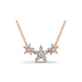 2.15Ct Pear Round Lab Grown Diamond Floral Pendant Necklace 14K Fine Gold