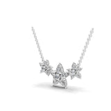 2.15Ct Pear Round Lab Grown Diamond Floral Pendant Necklace 14K Fine Gold