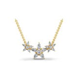 2.15Ct Pear Round Lab Grown Diamond Floral Pendant Necklace 14K Fine Gold