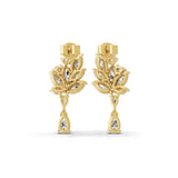 Multi Cut Lab Grown Diamond 14K Fine Gold Dangle Drop Earrings 2.44Ct