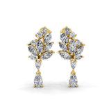 Multi Cut Lab Grown Diamond 14K Fine Gold Dangle Drop Earrings 2.44Ct