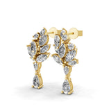 Multi Cut Lab Grown Diamond 14K Fine Gold Dangle Drop Earrings 2.44Ct