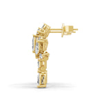 Multi Cut Lab Grown Diamond 14K Fine Gold Dangle Drop Earrings 2.44Ct