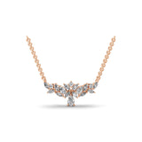 Multi Cut Lab Grown Diamond Flower Cluster Style Pendant 14K Gold Necklace 1.44Ct