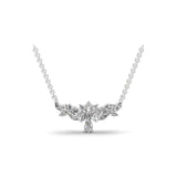 Multi Cut Lab Grown Diamond Flower Cluster Style Pendant 14K Gold Necklace 1.44Ct