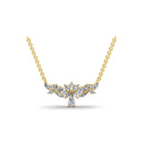 Multi Cut Lab Grown Diamond Flower Cluster Style Pendant 14K Gold Necklace 1.44Ct