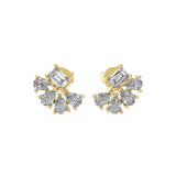 14K Gold Geometric Pear Octagon 0.36Ct Lab Grown Diamond Stud Earrings