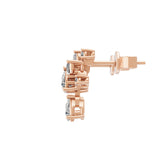 1.02Ct Lab Grown Diamond Pear Round Cluster Stud Earrings 14K Fine Gold