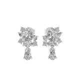 1.02Ct Lab Grown Diamond Pear Round Cluster Stud Earrings 14K Fine Gold