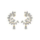 2.02Ct Multi Shape Lab Grown Diamond Dangle Earrings 14K Fine Gold