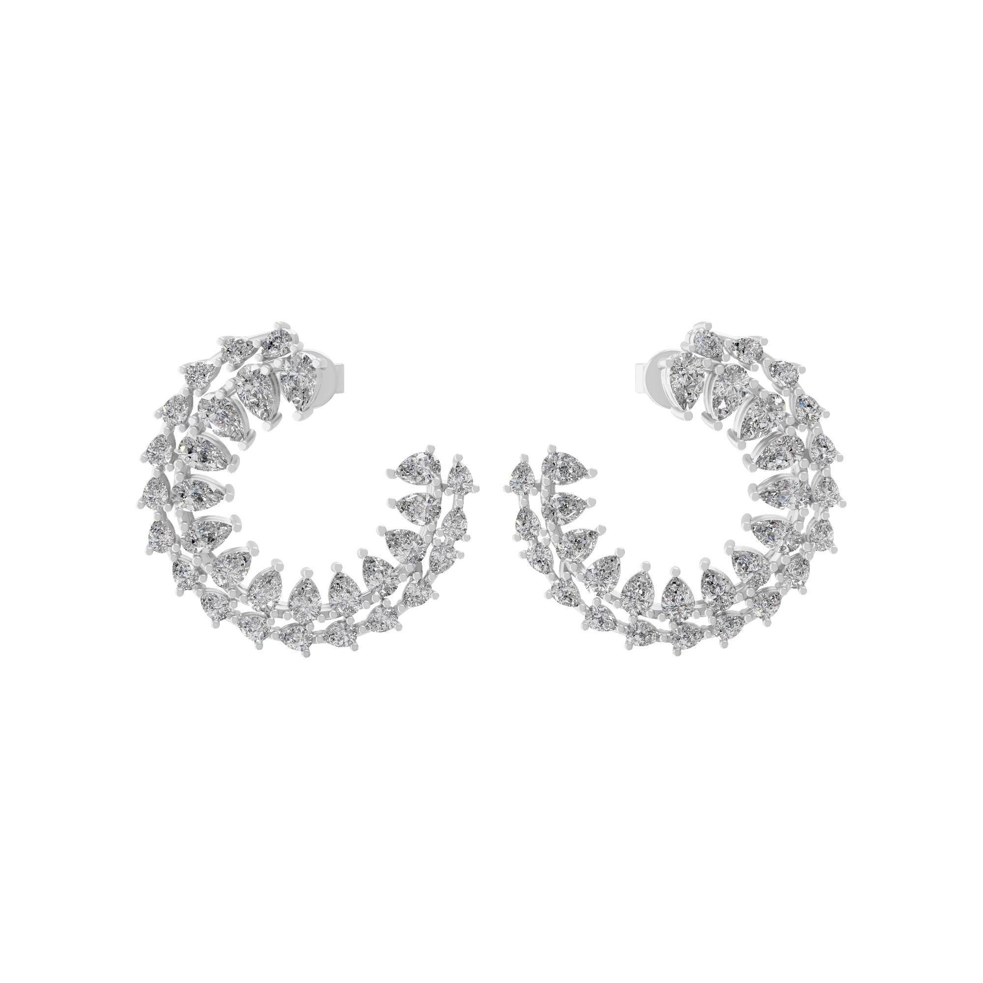 Pear Cut Prong Set Lab Grown Diamond 3.55Ct Hoop Earrings 14K Fine Gold