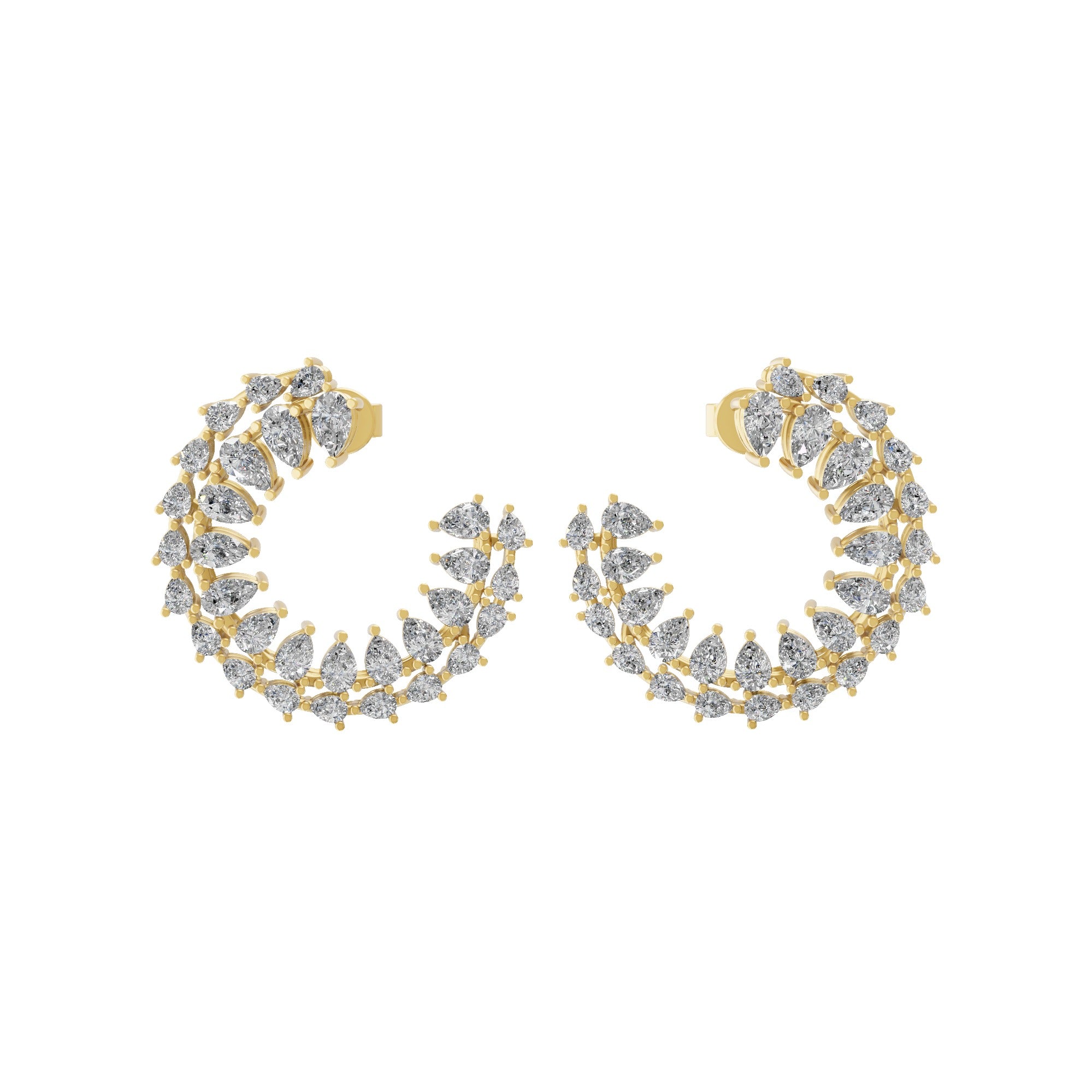 Pear Cut Prong Set Lab Grown Diamond 3.55Ct Hoop Earrings 14K Fine Gold