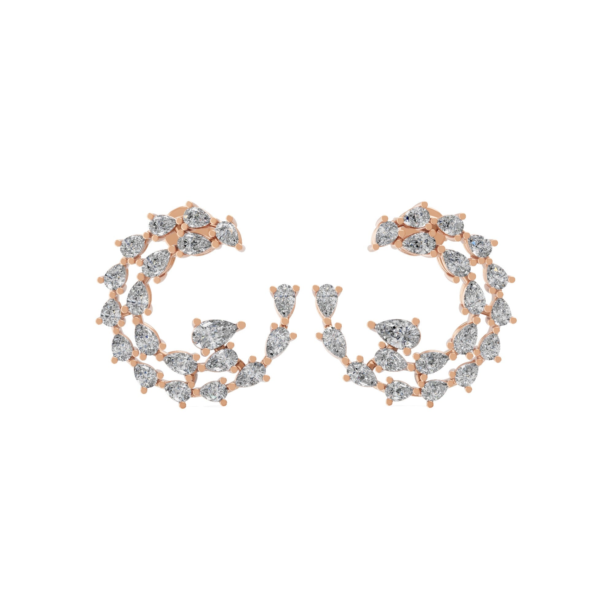 14K Fine Gold Pear Cut Lab Grown Diamond 2.42Ct Hoop Earring