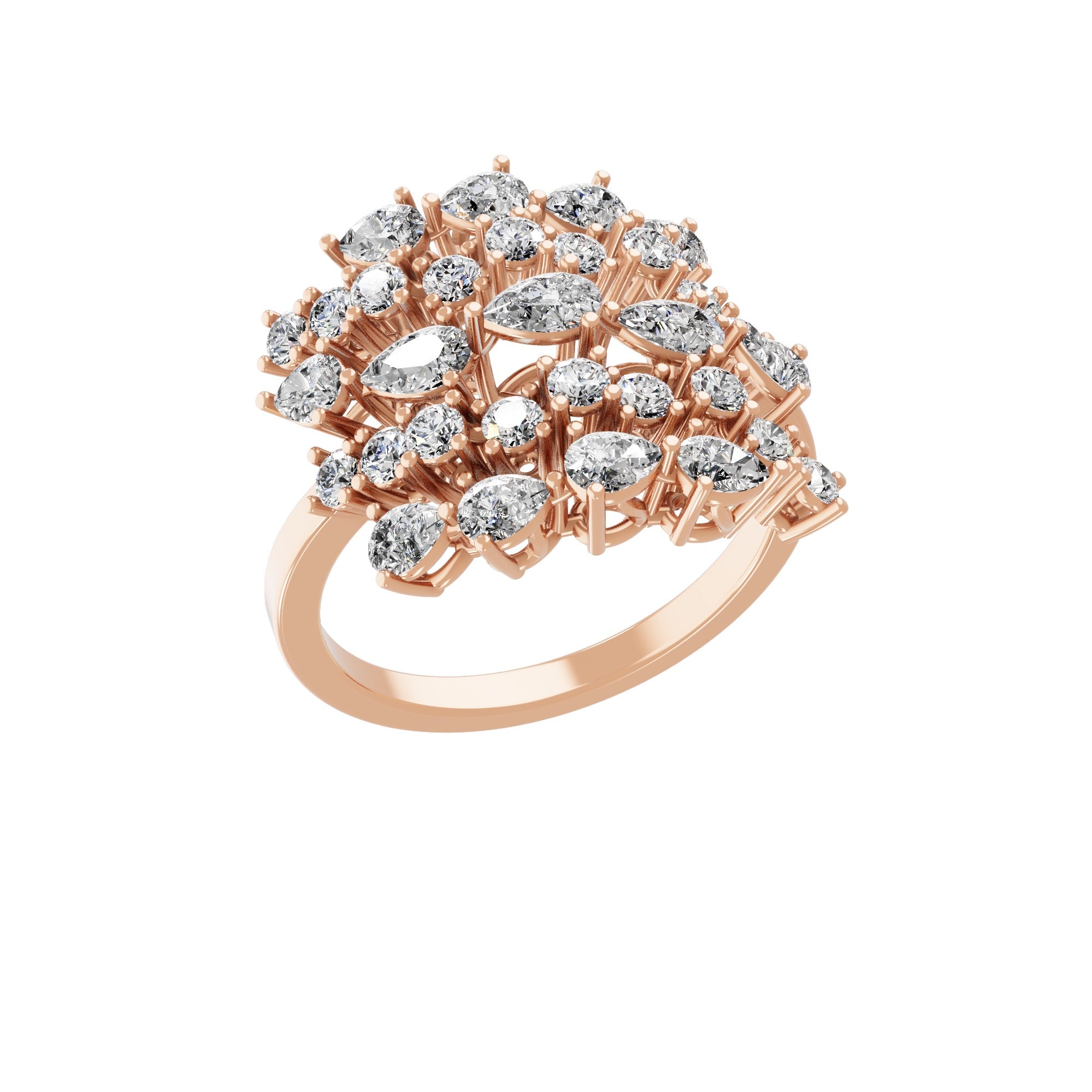 1.91Ct 14K Fine Gold Lab Grown Diamond Celestial Bloom Ring
