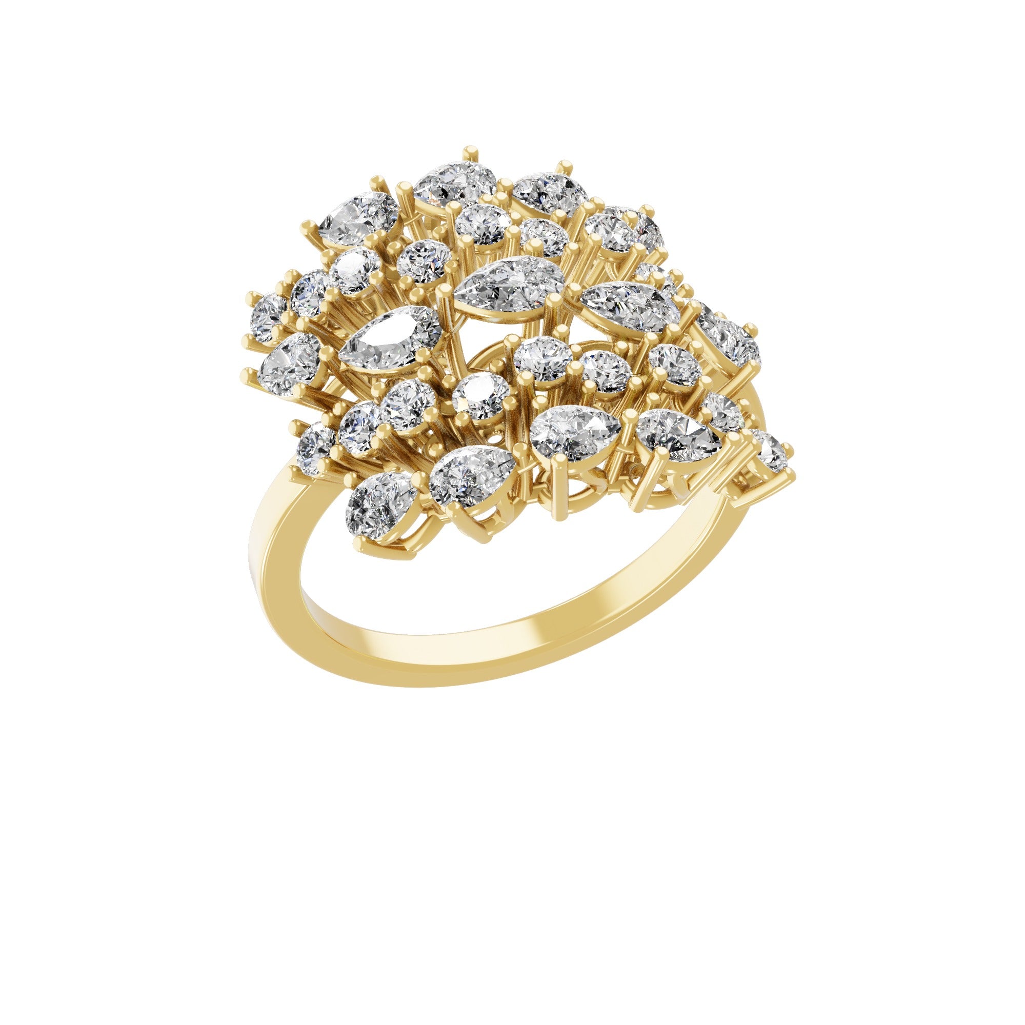 1.91Ct 14K Fine Gold Lab Grown Diamond Celestial Bloom Ring