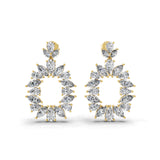 Lab Grown Marquise Pear Diamond 14K Gold Cluster Dangle Earrings 5.67Ct