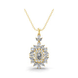 Lab Grown Diamond Multi Shape 3.45Ct 14K Fine Gold Charm Pendant Necklace