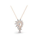 14K Fine Gold Lab Grown Round Pear Diamond Pendant 3.90Ct Necklace