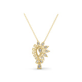 14K Fine Gold Lab Grown Round Pear Diamond Pendant 3.90Ct Necklace