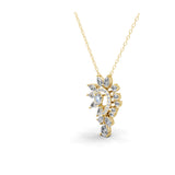 14K Fine Gold Lab Grown Round Pear Diamond Pendant 3.90Ct Necklace