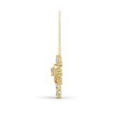 14K Fine Gold Lab Grown Round Pear Diamond Pendant 3.90Ct Necklace