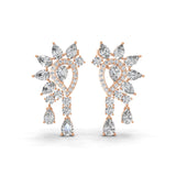 7.41Ct Lab Grown Round Pear Diamond Floral Cluster Dangle Earring 14K Fine Gold