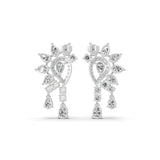 7.41Ct Lab Grown Round Pear Diamond Floral Cluster Dangle Earring 14K Fine Gold