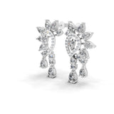 7.41Ct Lab Grown Round Pear Diamond Floral Cluster Dangle Earring 14K Fine Gold