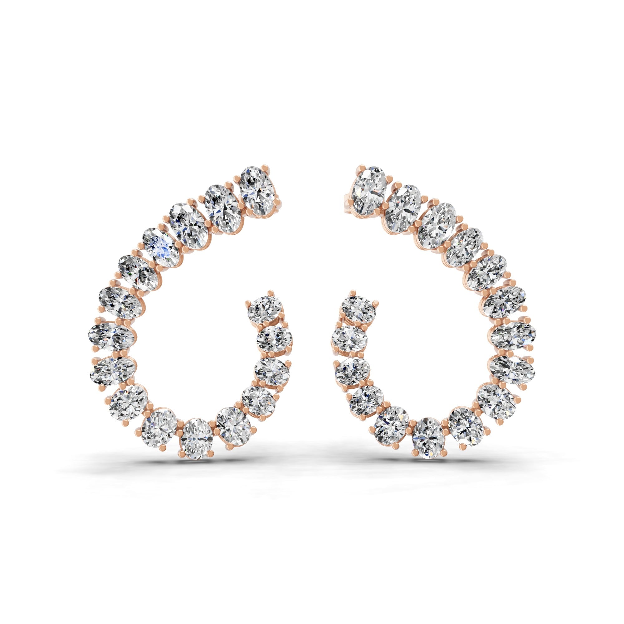 Oval Cut Lab Grown Diamond 8.00Ct 14K Fine Gold Hoop Earring