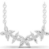 Butterfly Marquise Cut Cluster Necklace 14K Gold Lab Grown Diamond 3.38Ct