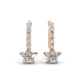 1.75Ct Lab Grown Round Marquise Diamond Flower Design 14K Gold Hoop Earrings