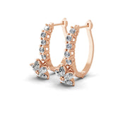 1.75Ct Lab Grown Round Marquise Diamond Flower Design 14K Gold Hoop Earrings