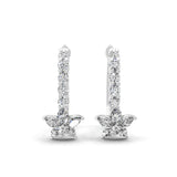 1.75Ct Lab Grown Round Marquise Diamond Flower Design 14K Gold Hoop Earrings