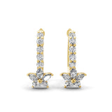 1.75Ct Lab Grown Round Marquise Diamond Flower Design 14K Gold Hoop Earrings