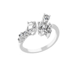 Floral Lab Grown Multi Diamond 1.02Ct Cluster Open Promise Cuff Ring 14K Gold