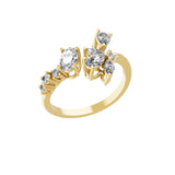 Floral Lab Grown Multi Diamond 1.02Ct Cluster Open Promise Cuff Ring 14K Gold