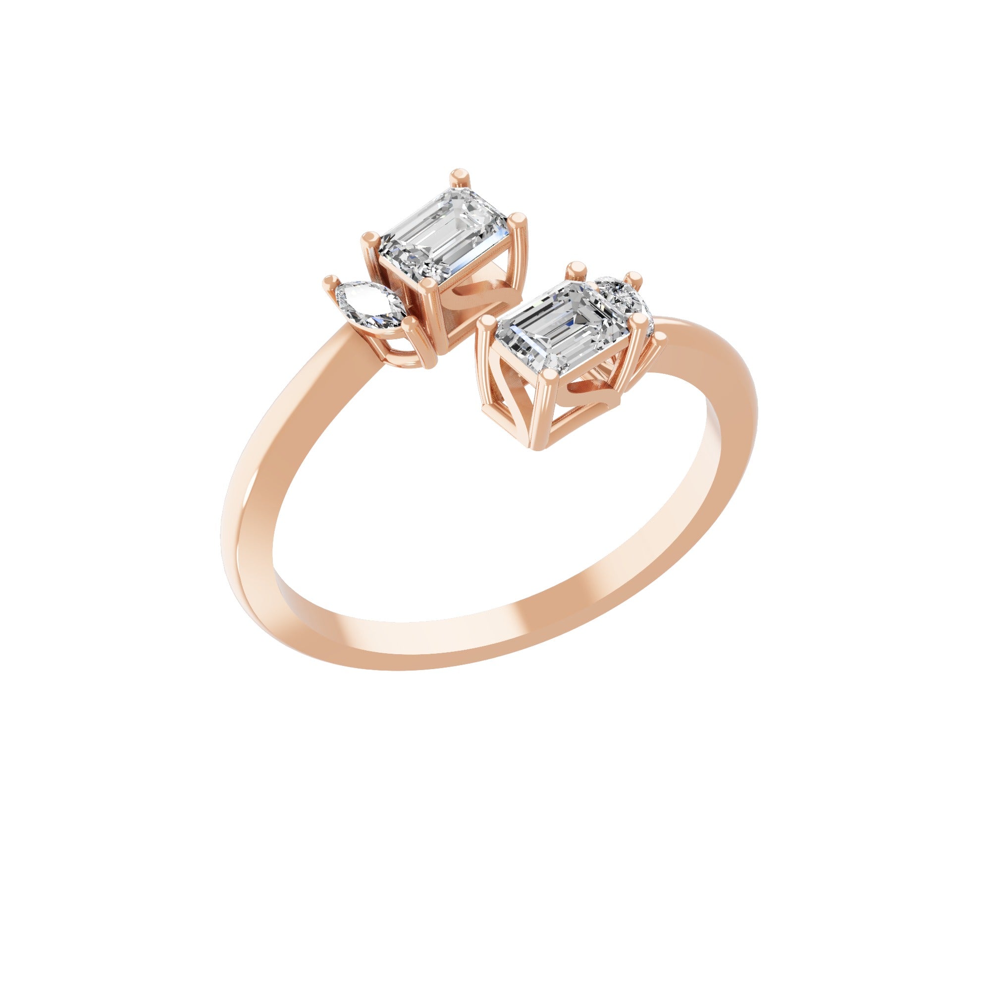 Lab Grown Diamond 14K Fine Gold 0.48Ct Toi Et Moi Ring