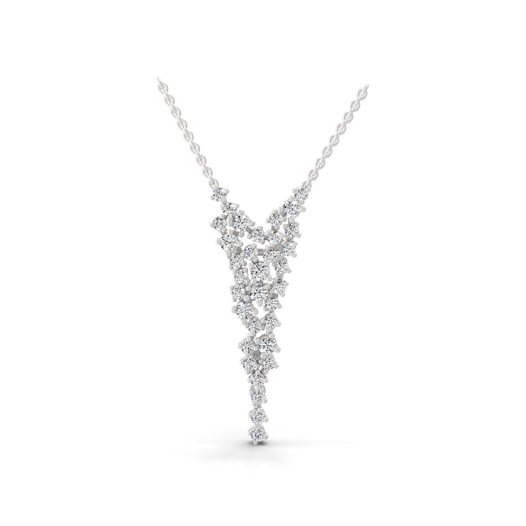 Lab Grown Diamond Cluster Necklace 0.71Ct Round Cut 14K Fine Gold