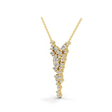 Lab Grown Diamond Cluster Necklace 0.71Ct Round Cut 14K Fine Gold