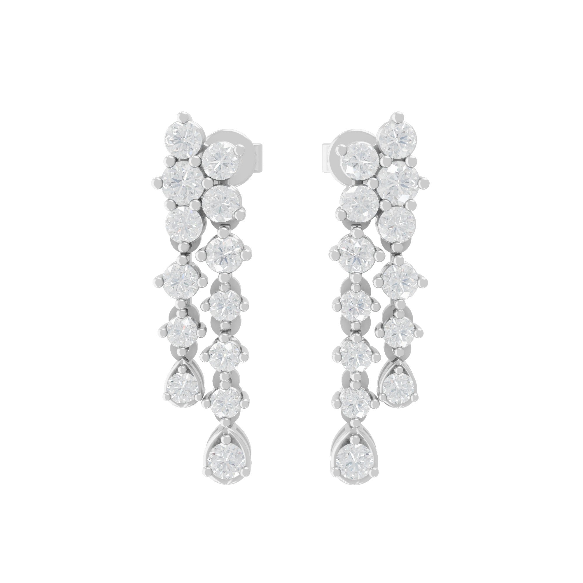 Round Cut 14K Fine Gold Lab Grown Diamond 0.63Ct Dangle Drop Earrings